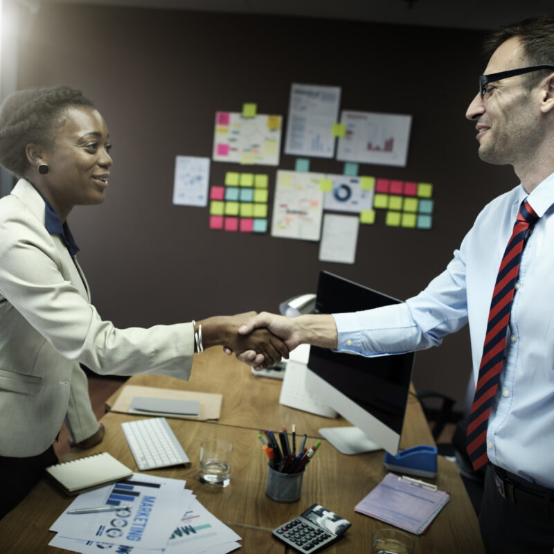 Business People with soft skills participate in Handshake Greeting Deal Concept