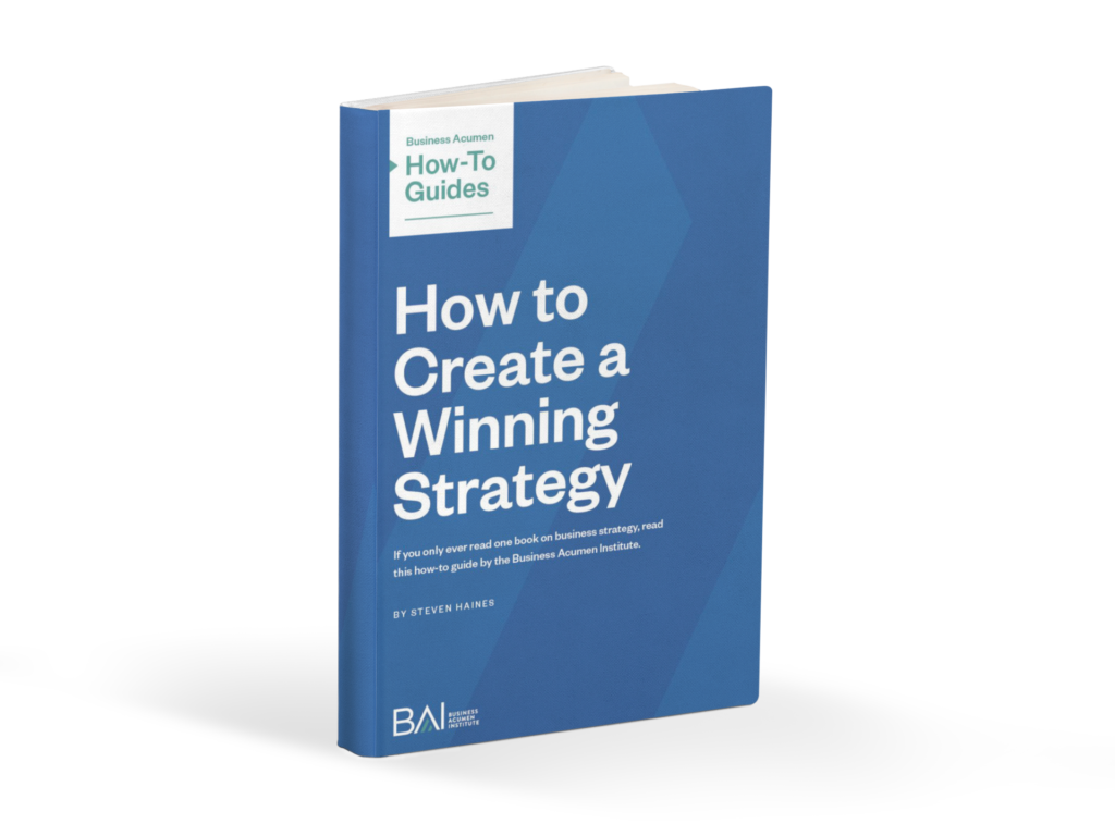 how to create a winning strategy business book - improve business acumen skills - blue book cover 
