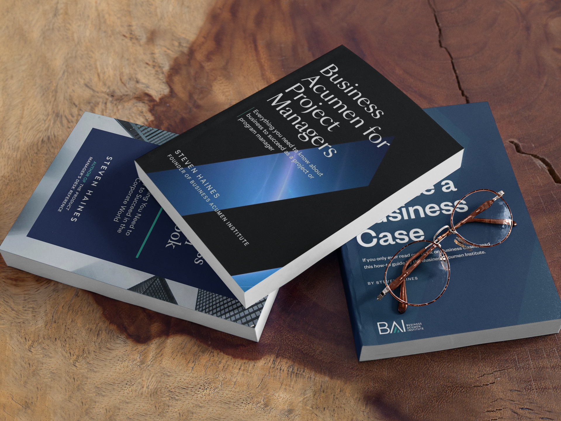 business acumen for project managers book stack